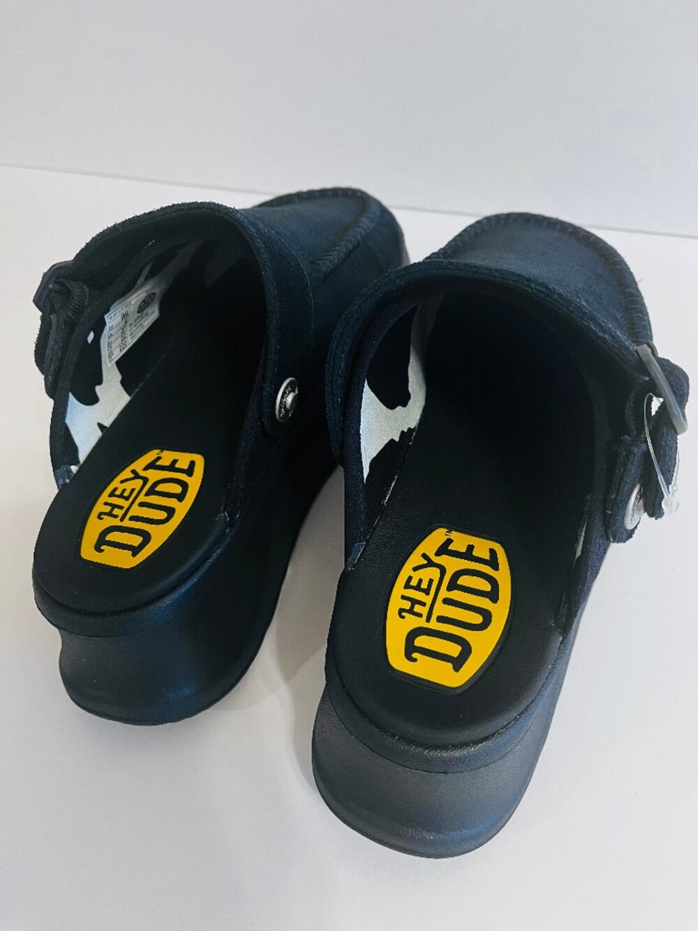 NEW! HEY DUDE Del Ray Clog Slip On Platform Comfort Mule Vegan Suede Black 6 - Picture 8 of 12